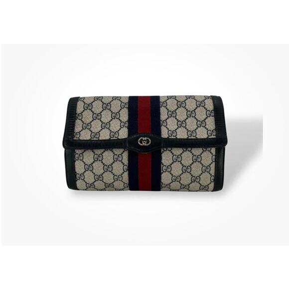 Gucci Old Clutch Bag PARFUMS Sherry Line GG Supreme PVC Leather Authentic - Picture 1 of 9